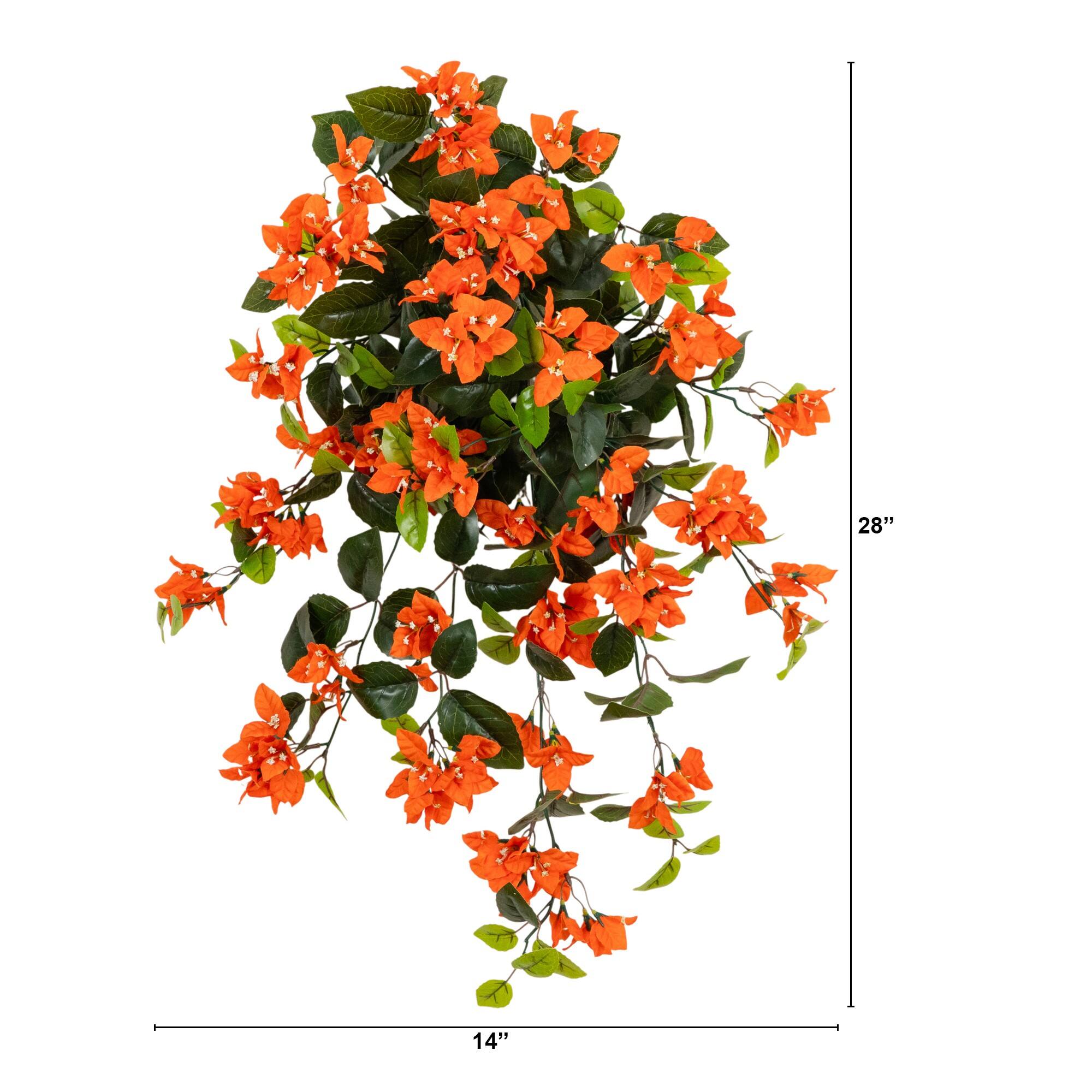 28" UV Resistant Artificial Bougainvillea Hanging Plants